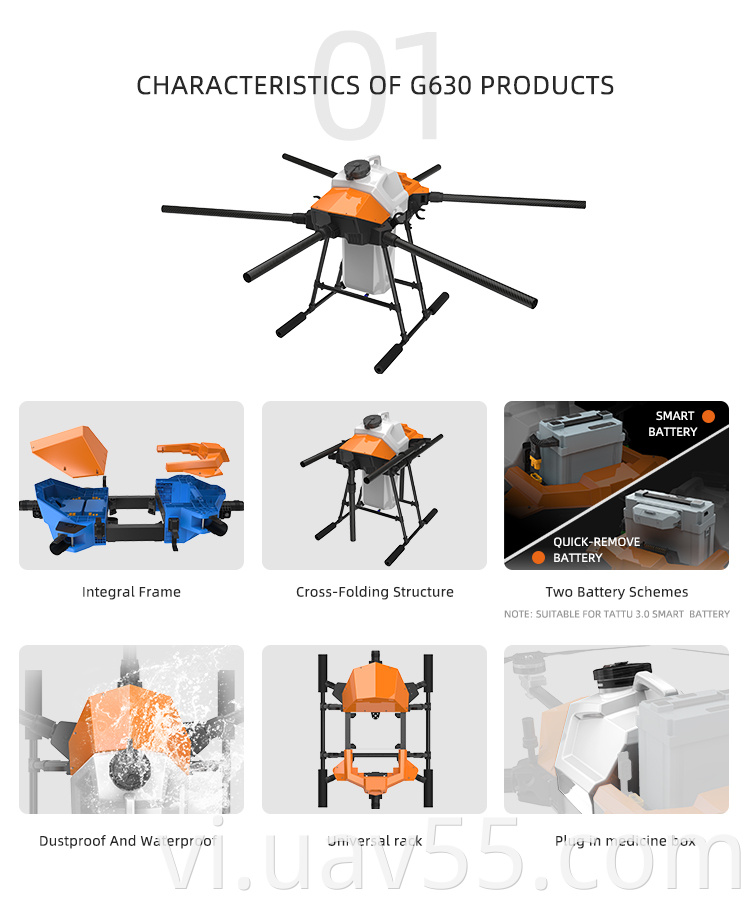 eft gx series g630 30l agriculture drone frame